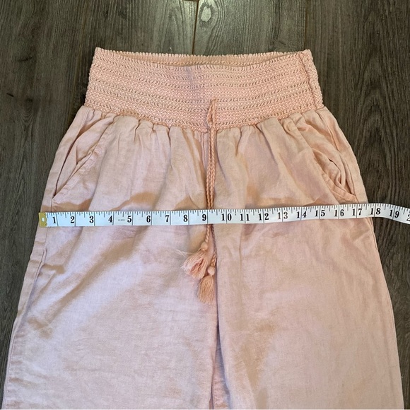 Rewash Luna boardwalk Linen wide leg pants hi rise smocked elastic waist large - Picture 14 of 16